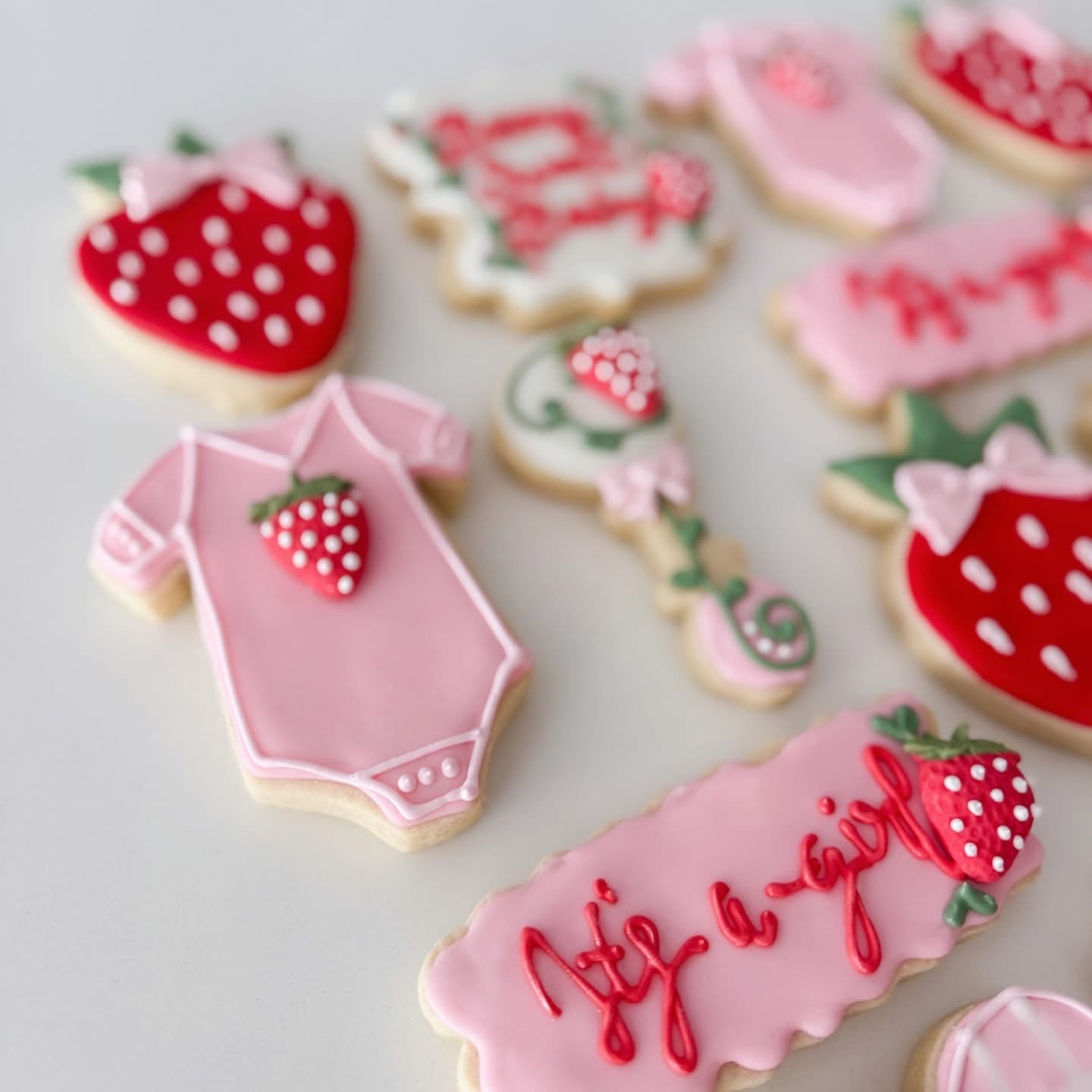 Berry Sweet Baby Shower Sugar Cookies – 1 Dozen 🍓✨