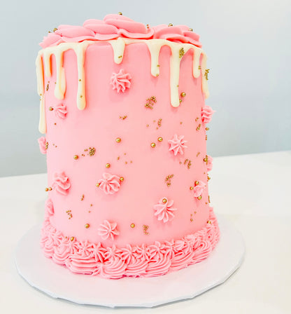 Strawberry Drip Birthday Cake