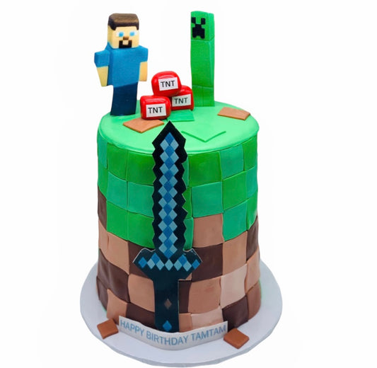 Minecraft-themed cake