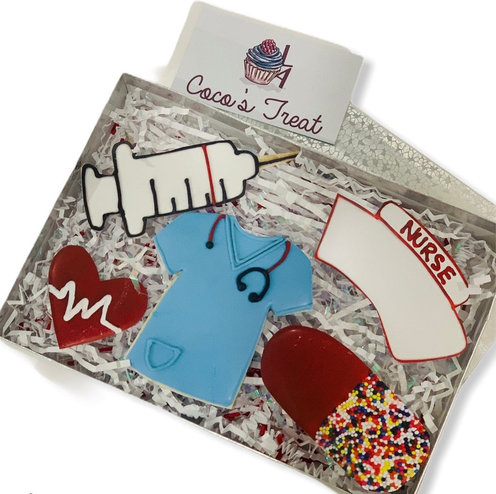 super hero sugar cookies, treat box, doctor cookies