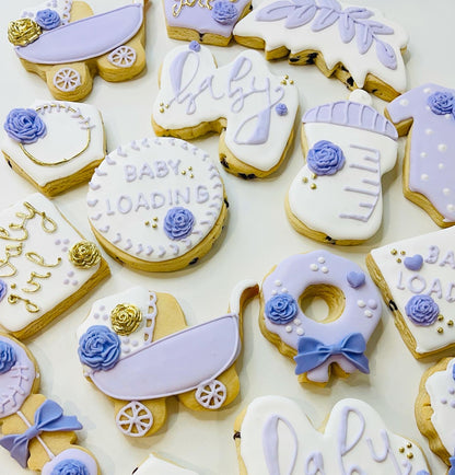 Lavender Baby Shower Favors, Purple Floral Baby Girl Cookie Favors