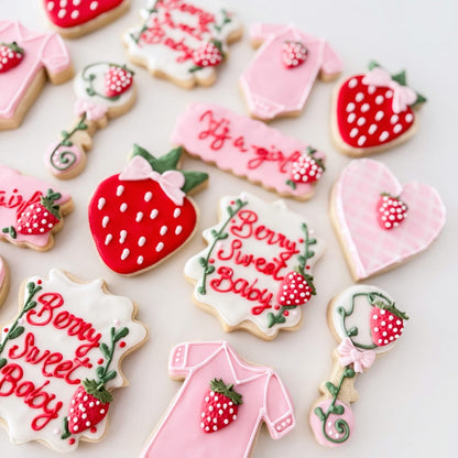 Berry Sweet Baby Shower Sugar Cookies – 1 Dozen 🍓✨