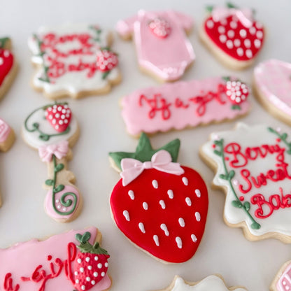 Berry Sweet Baby Shower Sugar Cookies – 1 Dozen 🍓✨