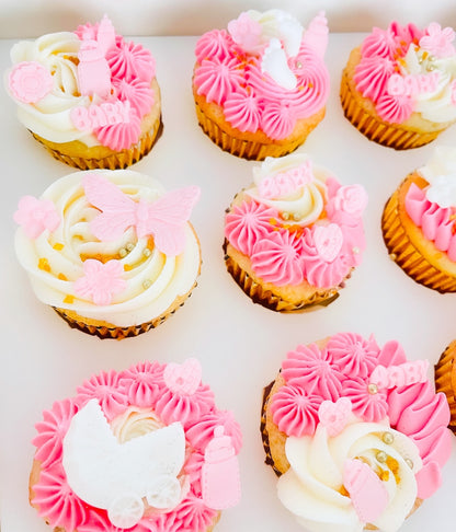 Pink Baby Shower Cupcakes