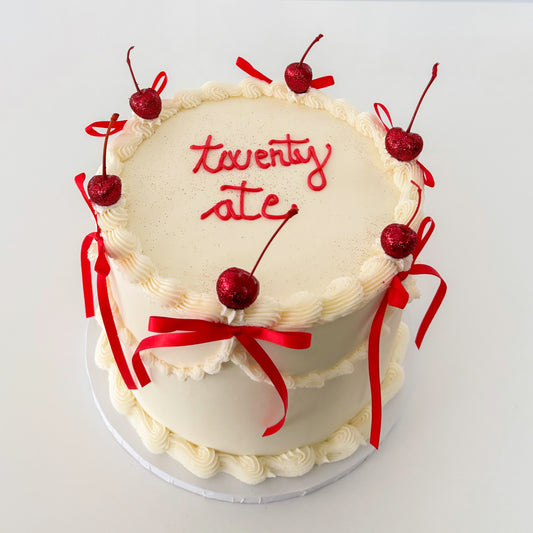 Sweet & Cherry — Vintage ‘Twenty Ate’ Cake 🍒✨