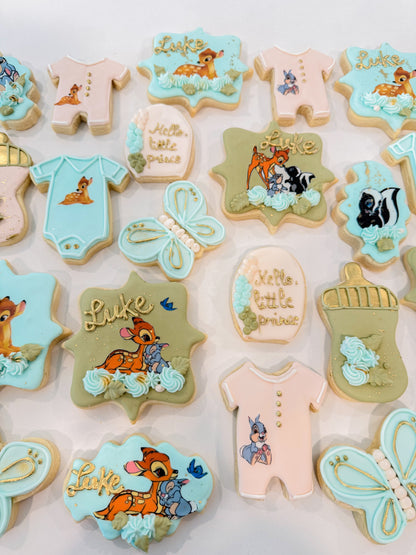 Bambi Baby Shower Cookies – 12 Count | Woodland Baby Shower Sugar Cookies & Party Favors