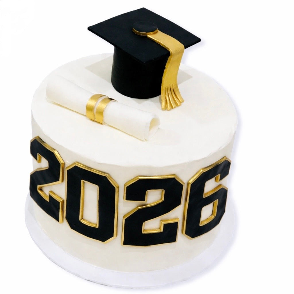 Custom graduation cake decorated for Class of 2026 celebration with elegant design
Handmade graduation cake with celebratory topper for graduation party dessert table
Elegant custom birthday and graduation cake with smooth buttercream finish
Graduation celebration cake designed for Class of 2026 party and event centerpiece
Freshly made graduation cake with custom colors and decorative details