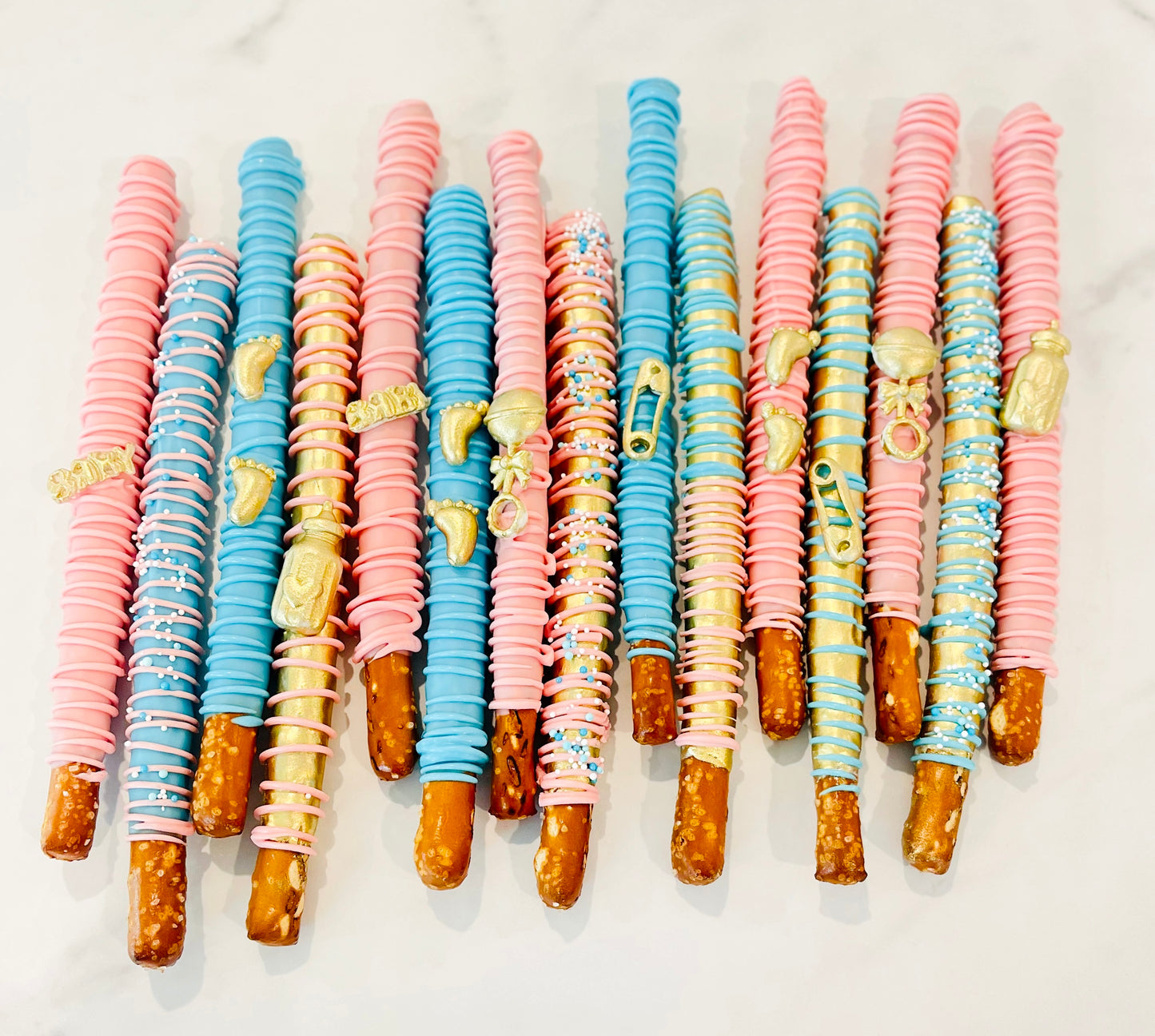 Gender Reveal Chocolate Pretzels