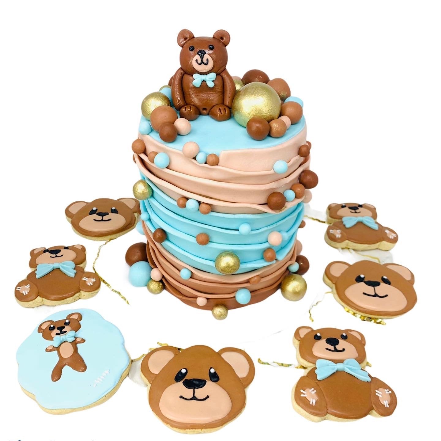 baby shower sugar cookies, teddy bear cookies