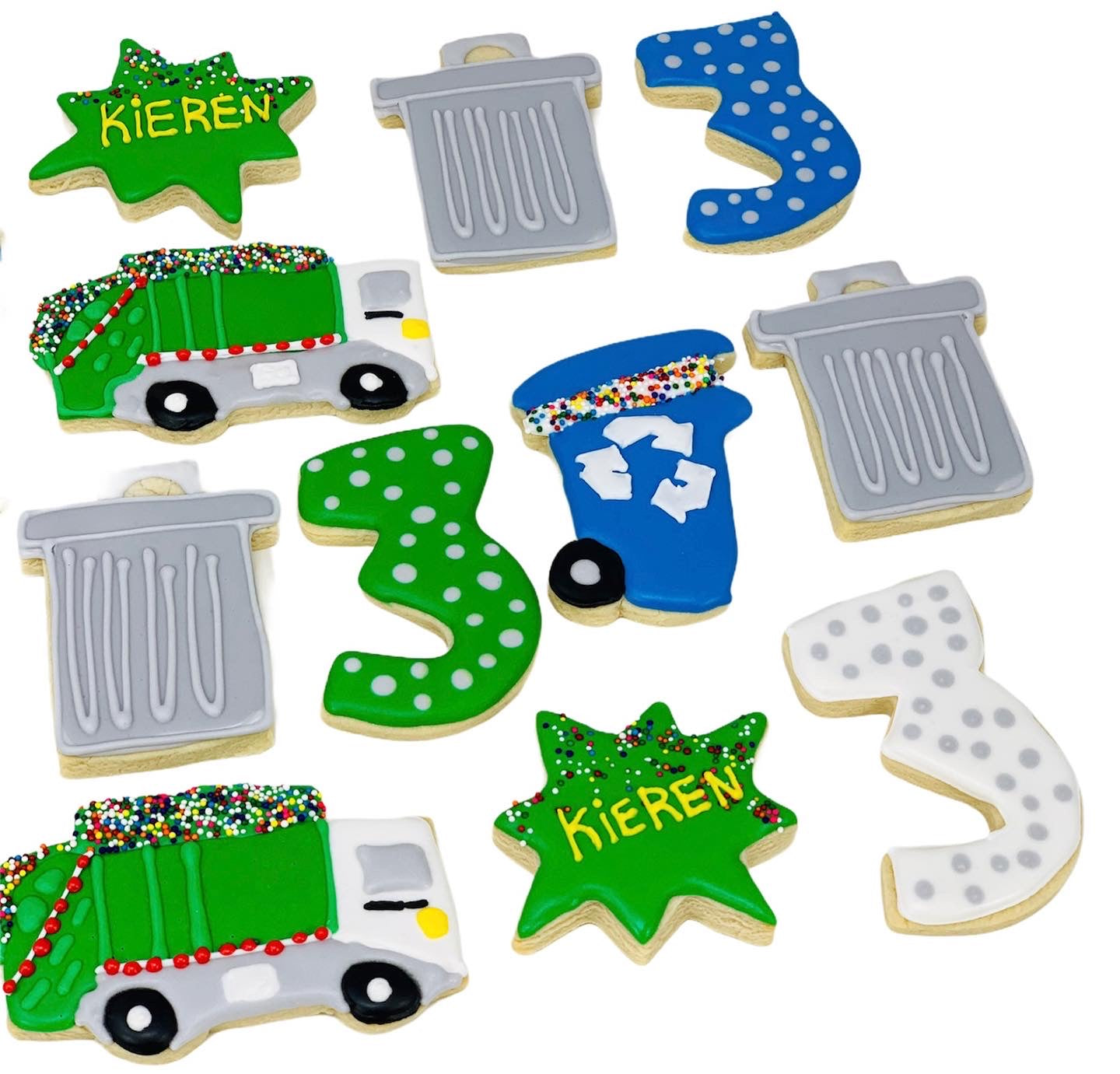 Trash Cans Trucks Decorated Cookies