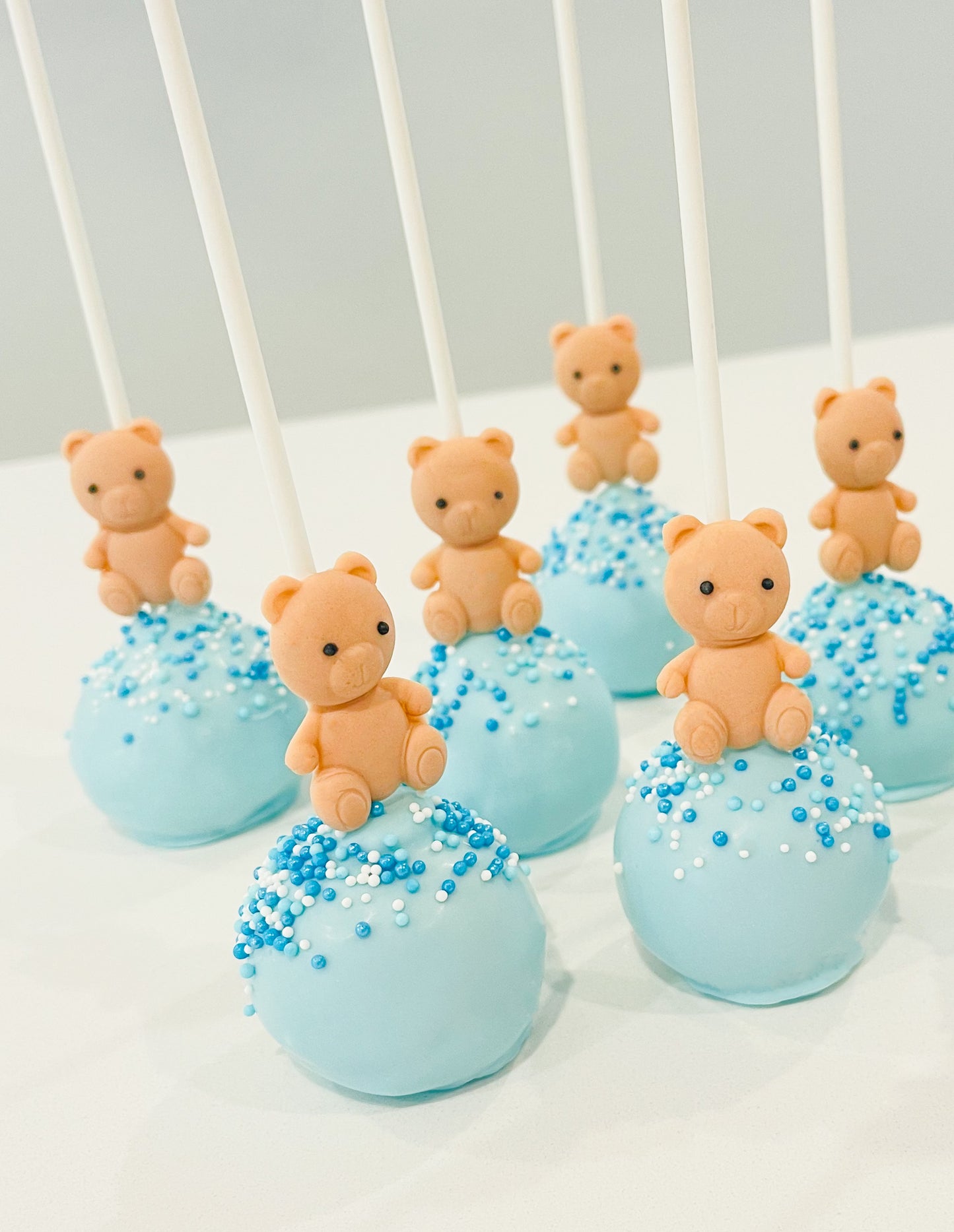 teddy bear cake pops, cake pops, california cake pops, baby shower cake pops