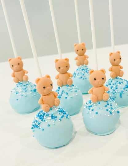 teddy bear cake pops, cake pops, california cake pops, baby shower cake pops