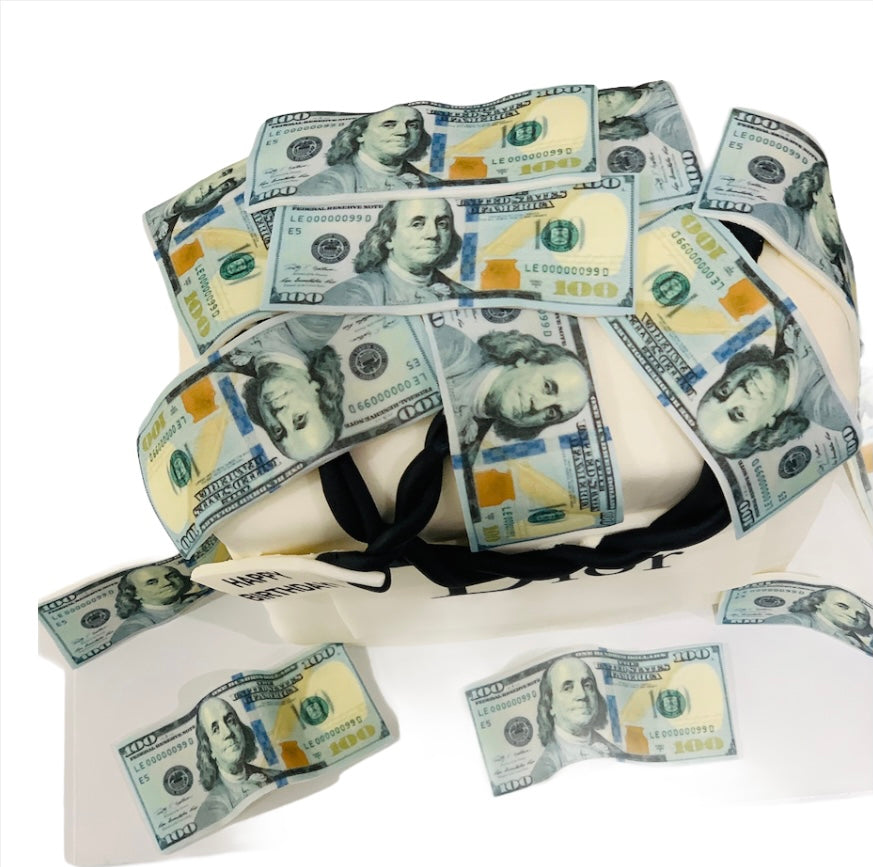 Money birthday cake, money cake, birthday cake, dior cake, branded birthday cake.