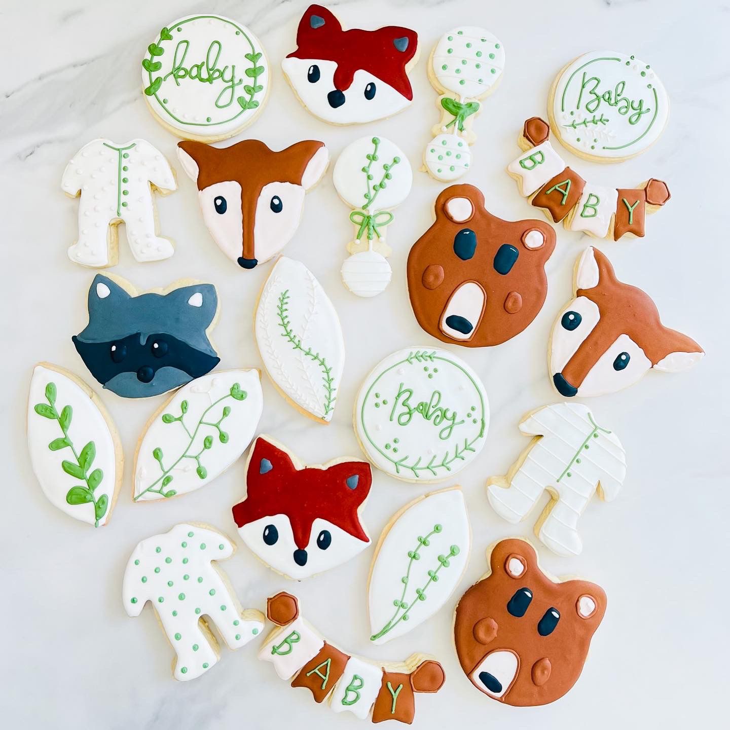 WOODLAND THEME SUGAR COOKIES, BABY SHOWER COOKIES, CAKE 